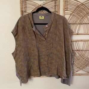 Kealopiko 100% Linen Top Blouse Tunic Oversized Lagenlook Artsy Women's Sz S B35